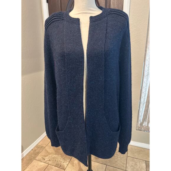 Peruvian Link Alpaca Heathered Blue Open Cardigan - Picture 1 of 12